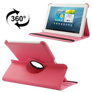 360 Degree Rotatable Litchi Texture Leather Case with Holder for Galaxy Tab 2 (10.1) / P5100(Magenta)
