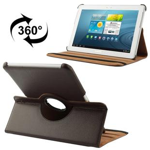 360 Degree Rotatable Litchi Texture Leather Case with Holder for Galaxy Tab 2 (10.1) / P5100(Brown)