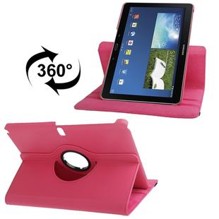 360 Degree Rotatable Litchi Texture Leather Case with 2-angle Viewing Holder for Galaxy Note 10.1 (2014 Edition) / P600, Magenta(Magenta)