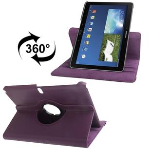 360 Degree Rotatable Litchi Texture Leather Case with 2-angle Viewing Holder for Galaxy Note 10.1 (2014 Edition) / P600, Purple(Purple)