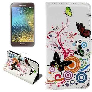 Colorful Butterfly & Circle Pattern Horizontal Flip Leather Case with Holder & Card Slots & Wallet for Galaxy E7 / E700