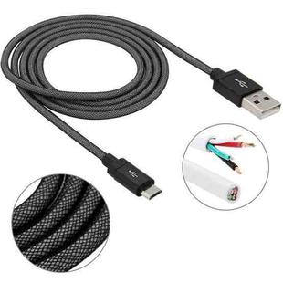 1m Net Style High Quality Metal Head Micro USB to USB Data / Charging Cable(Black)