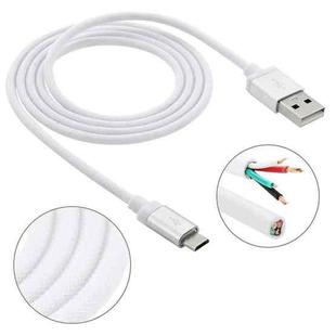 1m Net Style High Quality Metal Head Micro USB to USB Data / Charging Cable(White)