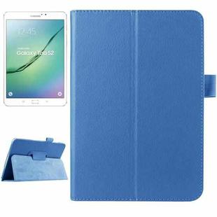 Litchi Texture Horizontal Flip Solid Color Smart Leather Case with Two-folding Holder & Sleep / Wake-up Function for Galaxy Tab S2 8.0 / T715(Blue)