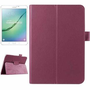 Litchi Texture Horizontal Flip Solid Color Smart Leather Case with Two-folding Holder & Sleep / Wake-up Function for Galaxy Tab S2 8.0 / T715(Purple)