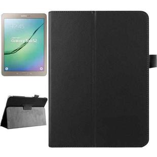 Litchi Texture Horizontal Flip Solid Color Smart Leather Case with Two-folding Holder & Sleep / Wake-up Function for Galaxy Tab S2 9.7 / T815(Black)
