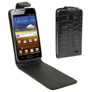 Crocodile Texture Vertical Flip Leather Case for Galaxy SII ITE / i9210 (Black)