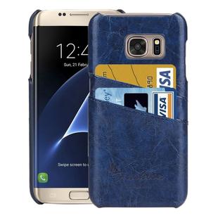 For Galaxy S7 Edge/ G935 Oil Wax Texture Leather Back Cover Case with Card Slots (Dark Blue)