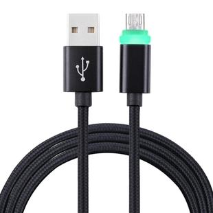 1m Woven Style Micro USB to USB 2.0 Data Sync Cable with LED Indicator Light(Black)