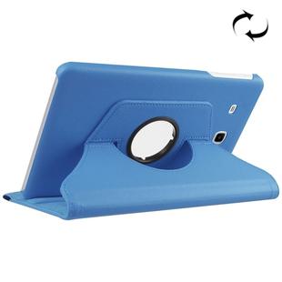 Litchi Texture Horizontal Flip Solid Color Leather Case with 360 Degrees Rotation Holder for Galaxy Tab E 9.6 / T560 / T561(Blue)