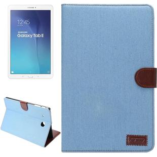 Denim Texture Horizontal Flip Solid Color Leather Case with Wallet & Card Slots & Holder for Galaxy Tab E 9.6 / T560(Blue)