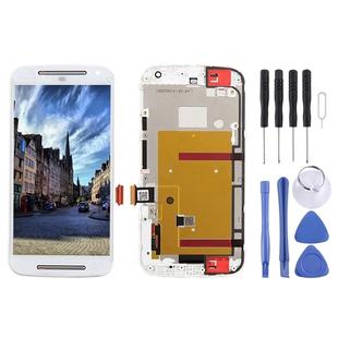 3 in 1 (LCD + Frame + Touch Pad) Digitizer Assembl for Motorola Moto G2(White)