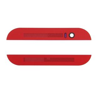 Front Upper Top + Lower Bottom Glass Lens Cover & Adhesive for HTC One M8(Red)