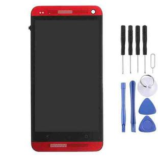 LCD Display + Touch Panel with Frame  for HTC One M7 / 801e(Red)
