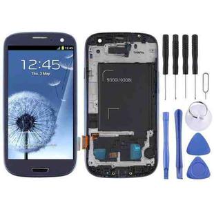 Original Super AMOLED LCD Screen for Samsung Galaxy SIII / i9300 Digitizer Full Assembly with Frame (Blue)