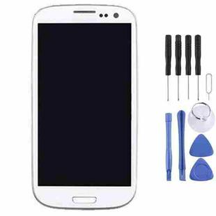 Original Super AMOLED LCD Screen for Samsung Galaxy SIII / i9300 Digitizer Full Assembly with Frame (White)