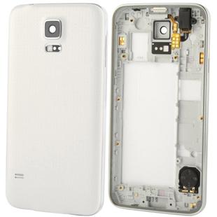 For Galaxy S5 / G900 Original LCD Middle Board (Dual Card Version) with Button Cable & Back Cover ,  (White)