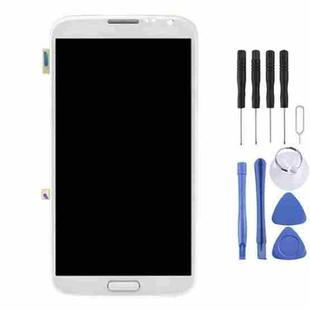 Original LCD Display + Touch Panel with Frame for Galaxy Note II / N7105(White)