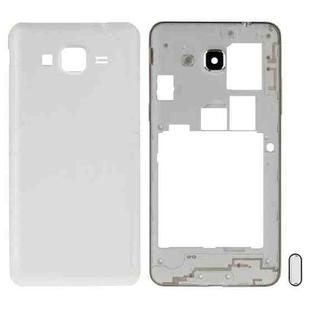 For Galaxy Grand Prime / G530 Dual SIM Card Version Full Housing Cover (Middle Frame Bezel + Battery Back Cover) + Home Button (White)