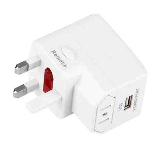 USV Fuse World-Wide Universal Travel Adapter with Built-in USB Charger for US, UK, AU, EU Plug Adapter(White)