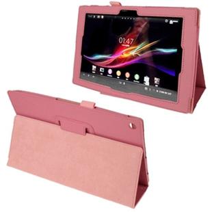 Litchi Texture Leather Case with Holder for Sony Xperia Tablet Z / 10.1(Pink)