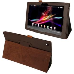 Litchi Texture Leather Case with Holder for Sony Xperia Tablet Z / 10.1(Brown)