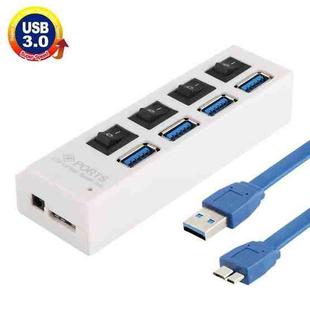 4 Ports USB 3.0 HUB, Super Speed 5Gbps, Plug and Play, Support 1TB (White)