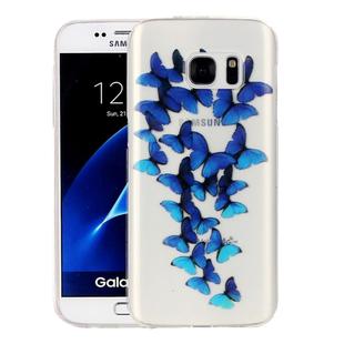 For Galaxy S7 / G930 Cute Blue Butterflies Pattern IMD Workmanship Soft TPU Protective Case