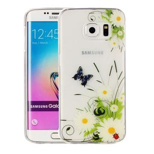 For Galaxy S6 Edge / G925 White Chrysanthemum Pattern IMD Workmanship Soft TPU Protective Case