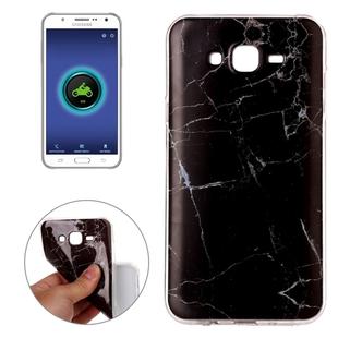 For Galaxy J7 / J700 Black Marbling Pattern Soft TPU Protective Back Cover Case