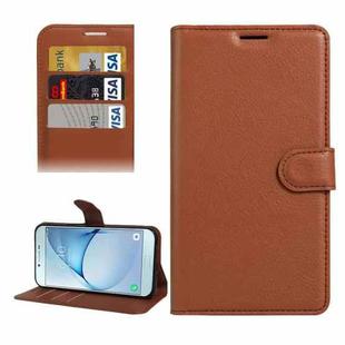 For Galaxy A8(2016) / A810 Litchi Texture Horizontal Flip PU Leather Case with Holder & Card Slots & Wallet(Brown)