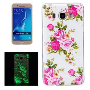 For Galaxy J5 (2016) / J510 Noctilucent Rose Flower Pattern IMD Workmanship Soft TPU Back Cover Case