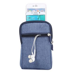 Universal Jeans Leisure Style Leather Case / Waist Bag for Galaxy S9+ & S8+ & Note 8 & S7 Edge / iPhone X  & 7 & 7 Plus & 6 Plus & 6s Plus / Huawei Mate 8, Size:18.0 x 11.0 x 2.5cm(Dark Blue)
