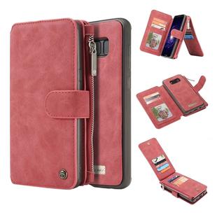 For Galaxy S8 Crazy Horse Texture Dual Flip Detachable Back Cover Leather Case with Card Slots & Wallet & Photo Frame(Red)