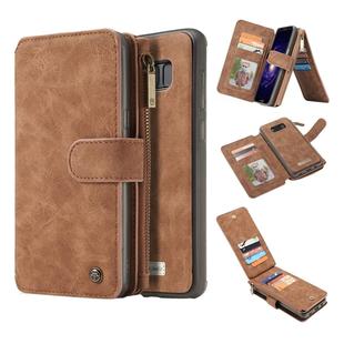 For Galaxy S8 Crazy Horse Texture Dual Flip Detachable Back Cover Leather Case with Card Slots & Wallet & Photo Frame(Brown)