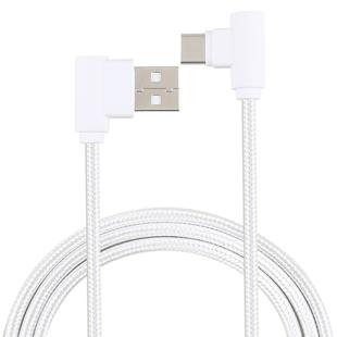 1.2m 2A 90 Copper Wires Woven Elbow USB-C / Type-C 3.1 to USB 2.0 Data / Charger Cable(White)