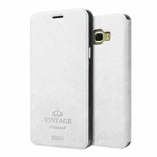 MOFI VINTAGE for Galaxy C5 / C500 Crazy Horse Texture Horizontal Flip Leather Case with Card Slot & Holder(White)