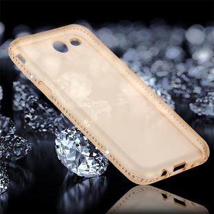 For Galaxy J7 (2017) (US Version) Diamond Encrusted Transparent Soft TPU Protective Back Cover Case (Gold)