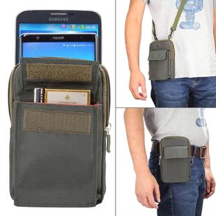 6.4 inch and Below Universal Polyester Men Vertical Style Case Shoulder Carrying Bag with Belt Hole & Climbing Buckle, For iPhone, Samsung, Sony, Huawei, Meizu, Lenovo, ASUS, Oneplus, Xiaomi, Cubot, Ulefone, Letv, DOOGEE, Vkworld, and other (Army Green)