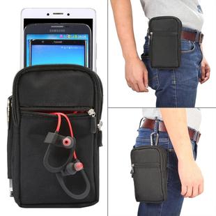 7 inch and Below Universal Polyester Men Vertical Style Case Waist Bag with Belt Hole & Climbing Buckle, For iPhone, Samsung, Sony, Huawei, Meizu, Lenovo, ASUS, Oneplus, Xiaomi, Cubot, Ulefone, Letv, DOOGEE, Vkworld, and other (Black)