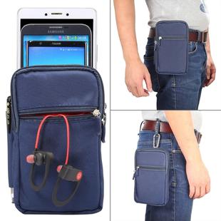 7 inch and Below Universal Polyester Men Vertical Style Case Waist Bag with Belt Hole & Climbing Buckle, For iPhone, Samsung, Sony, Huawei, Meizu, Lenovo, ASUS, Oneplus, Xiaomi, Cubot, Ulefone, Letv, DOOGEE, Vkworld, and other (Dark Blue)