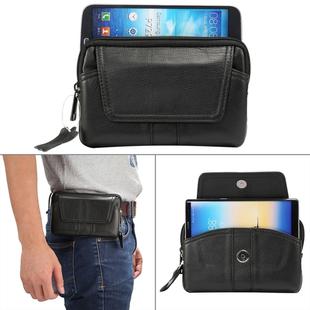 6.0 inch and Below Universal Genuine Leather Men Horizontal Style Case Waist Bag with Belt Hole, For Sony, Huawei, Meizu, Lenovo, ASUS, Cubot, Oneplus, Xiaomi, Ulefone, Letv, DOOGEE, Vkworld, and other Smartphones(Black)