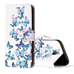 For Galaxy J5 (2017) (EU Version) Small Blue Butterflies Pattern Horizontal Flip Leather Case with Holder & Card Slots & Wallet