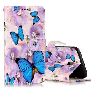 For Galaxy J3 (2017) (EU Version) Gloss Oil Embossed Purple Butterfly Pattern Horizontal Flip Leather Case with Holder & Card Slots & Wallet & Photo Frame