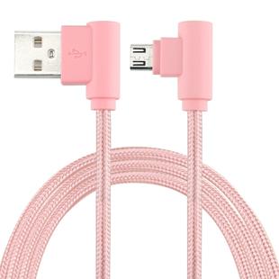 25cm USB to Micro USB Nylon Weave Style Double Elbow Charging Cable, For Samsung / Huawei / Xiaomi / Meizu / LG / HTC and Other Smartphones (Pink)