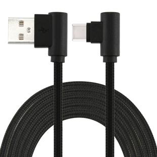 1m USB to USB-C / Type-C Nylon Weave Style Double Elbow Charging Cable(Black)