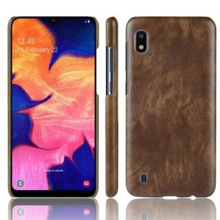 Shockproof Litchi Texture PC + PU Protective Case for Galaxy A10 (Brown)