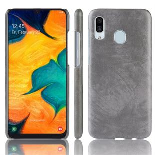 Shockproof Litchi Texture PC + PU Protective Case for Galaxy A40 (Grey)