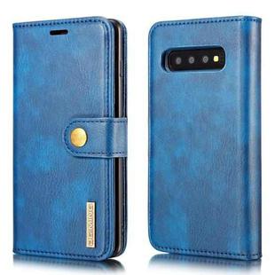 DG.MING Crazy Horse Texture Flip Detachable Magnetic Leather Case for Samsung Galaxy S10, with Holder & Card Slots & Wallet(Blue)