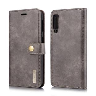 DG.MING Crazy Horse Texture Flip Detachable Magnetic Leather Case for Galaxy A7 (2018), with Holder & Card Slots & Wallet (Grey)